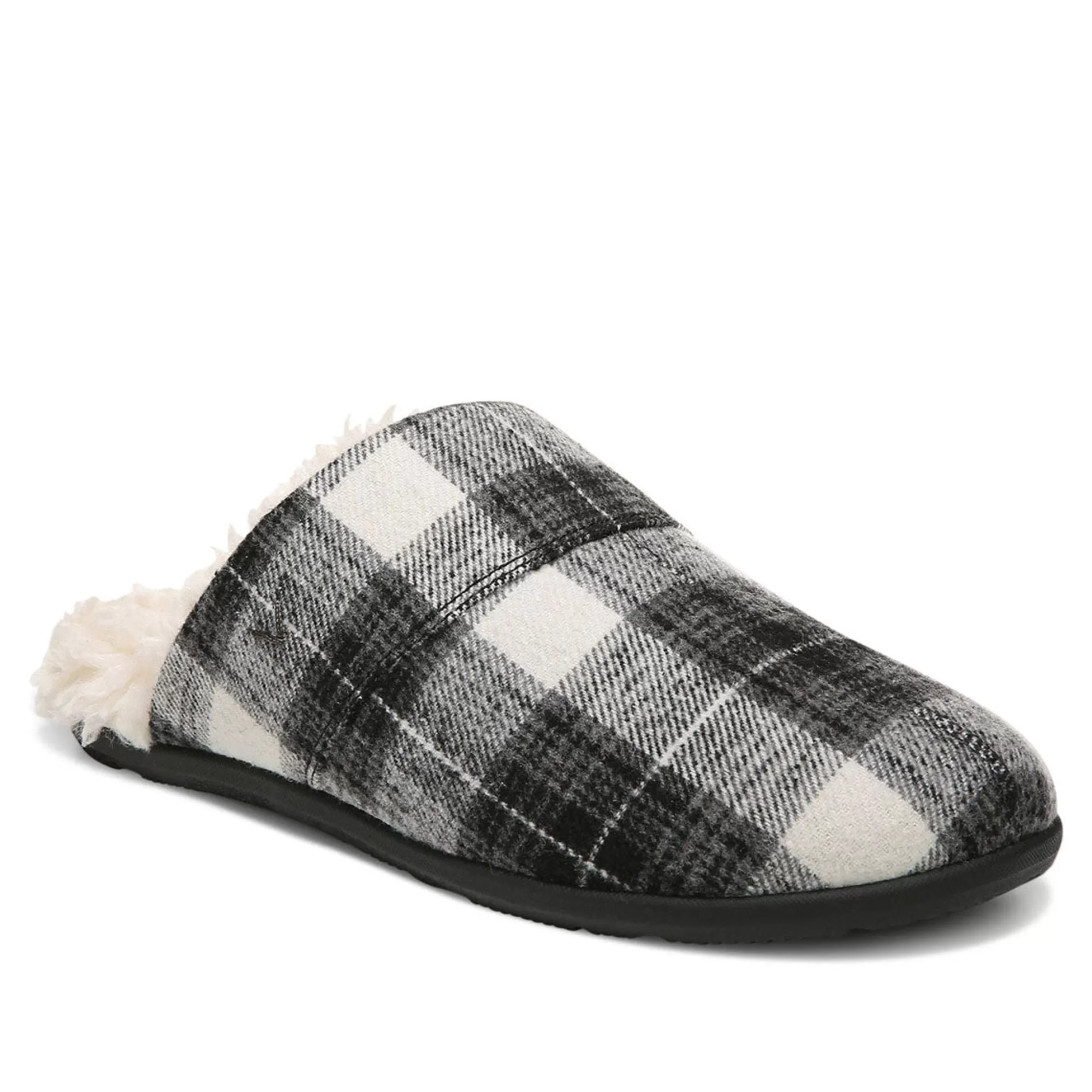 Discount Vionic Alfons Mule Slipper (Plaid) Black Plaid | Brown Plaid