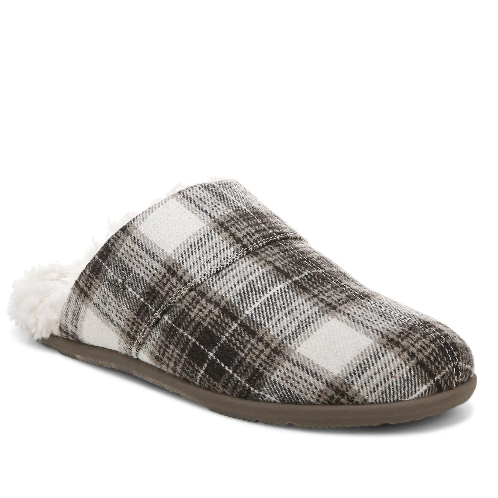 Discount Vionic Alfons Mule Slipper (Plaid) Black Plaid | Brown Plaid