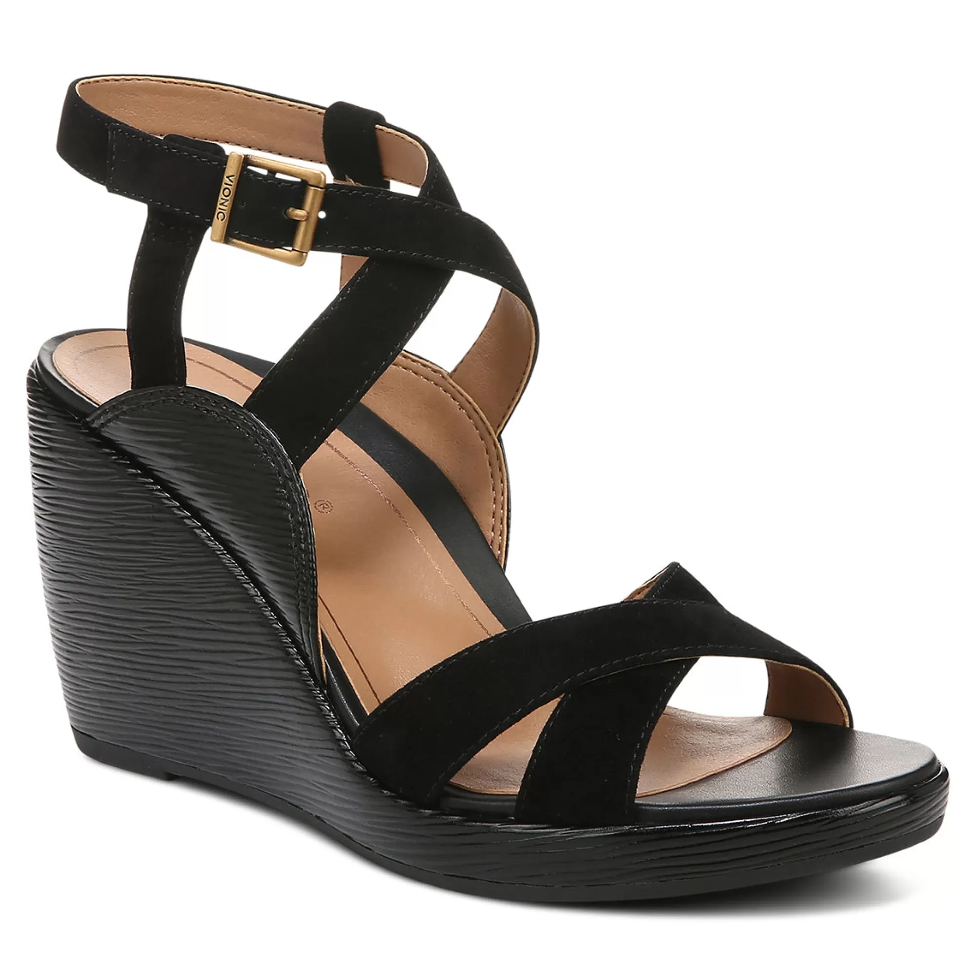 Hot Vionic Bonita Wedge Sandal Gold | Black | Macaroon