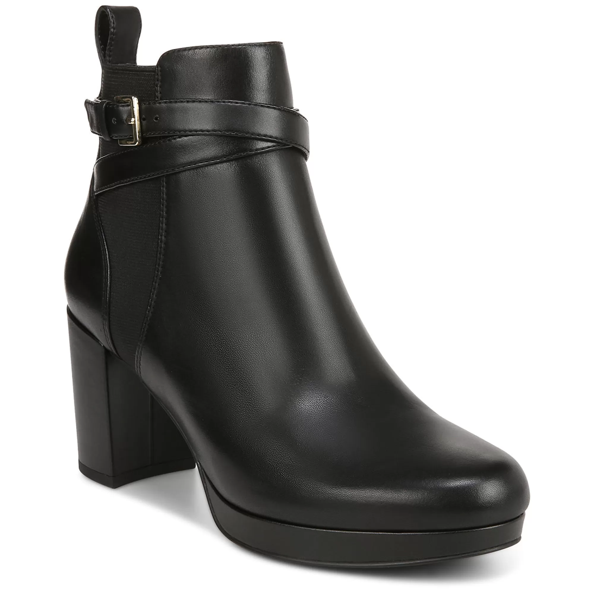 Fashion Vionic Nella Ankle Boot Black Leather | Camel Leather