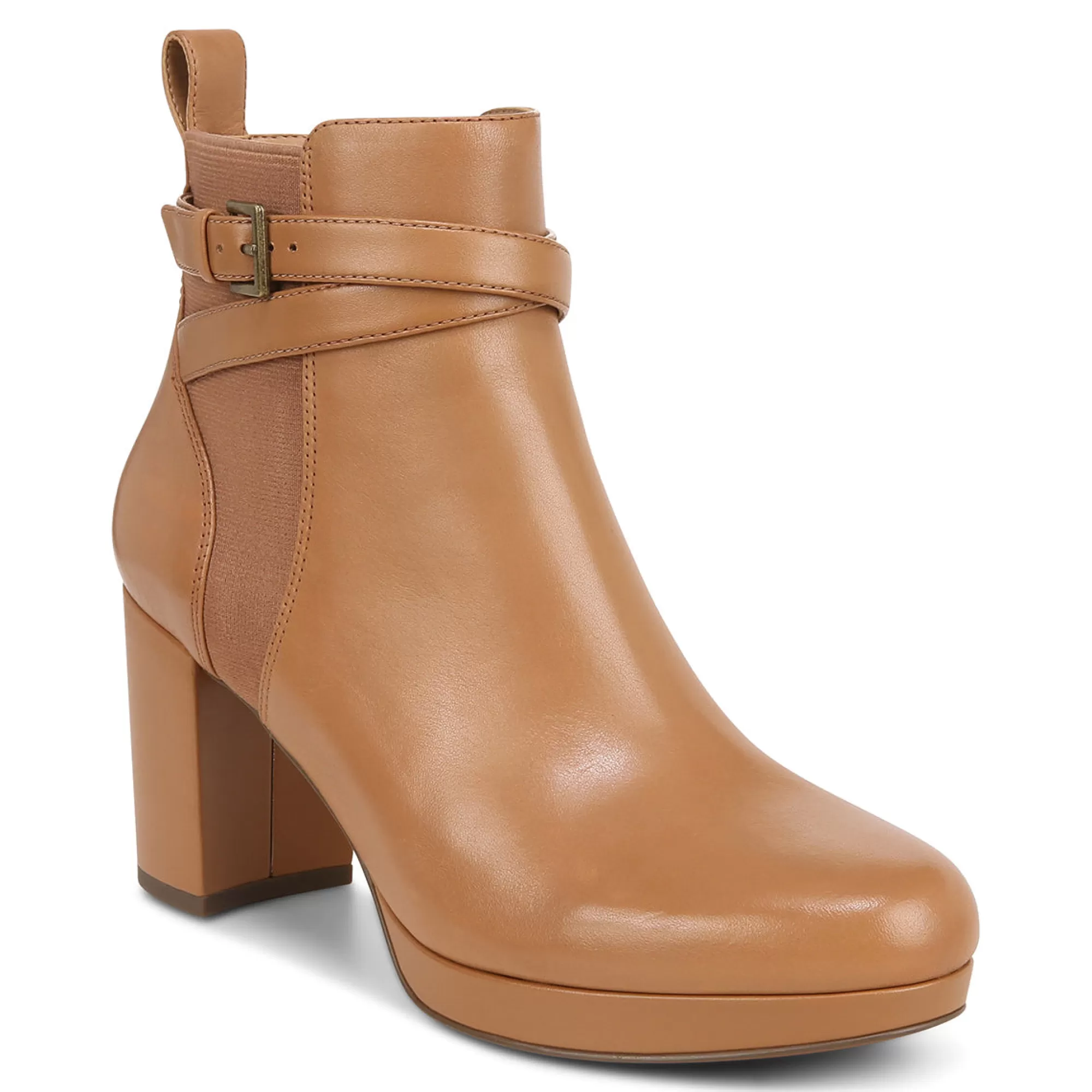 Fashion Vionic Nella Ankle Boot Black Leather | Camel Leather