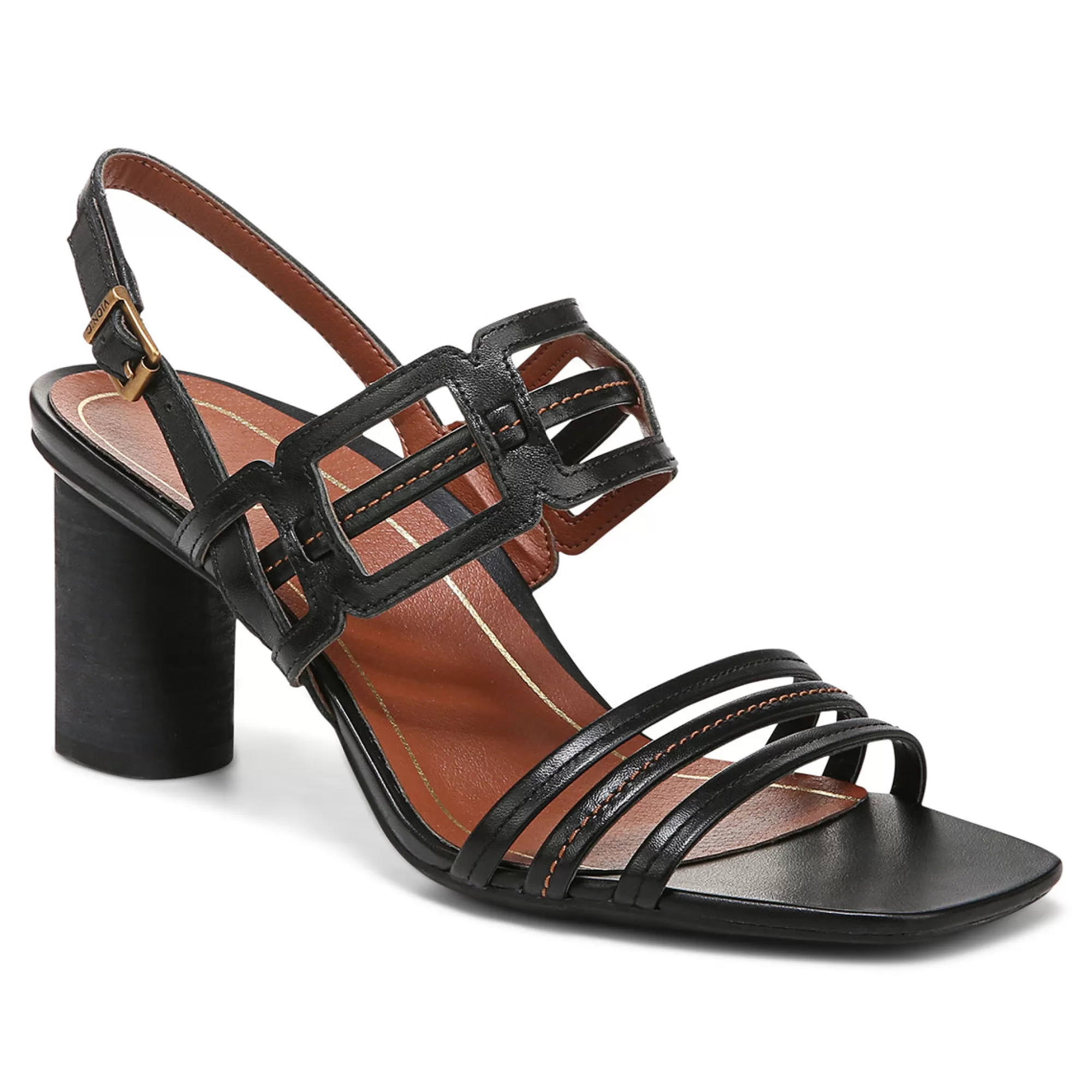 Clearance Vionic Zaphira Heeled Sandal Tan | Black | Cream